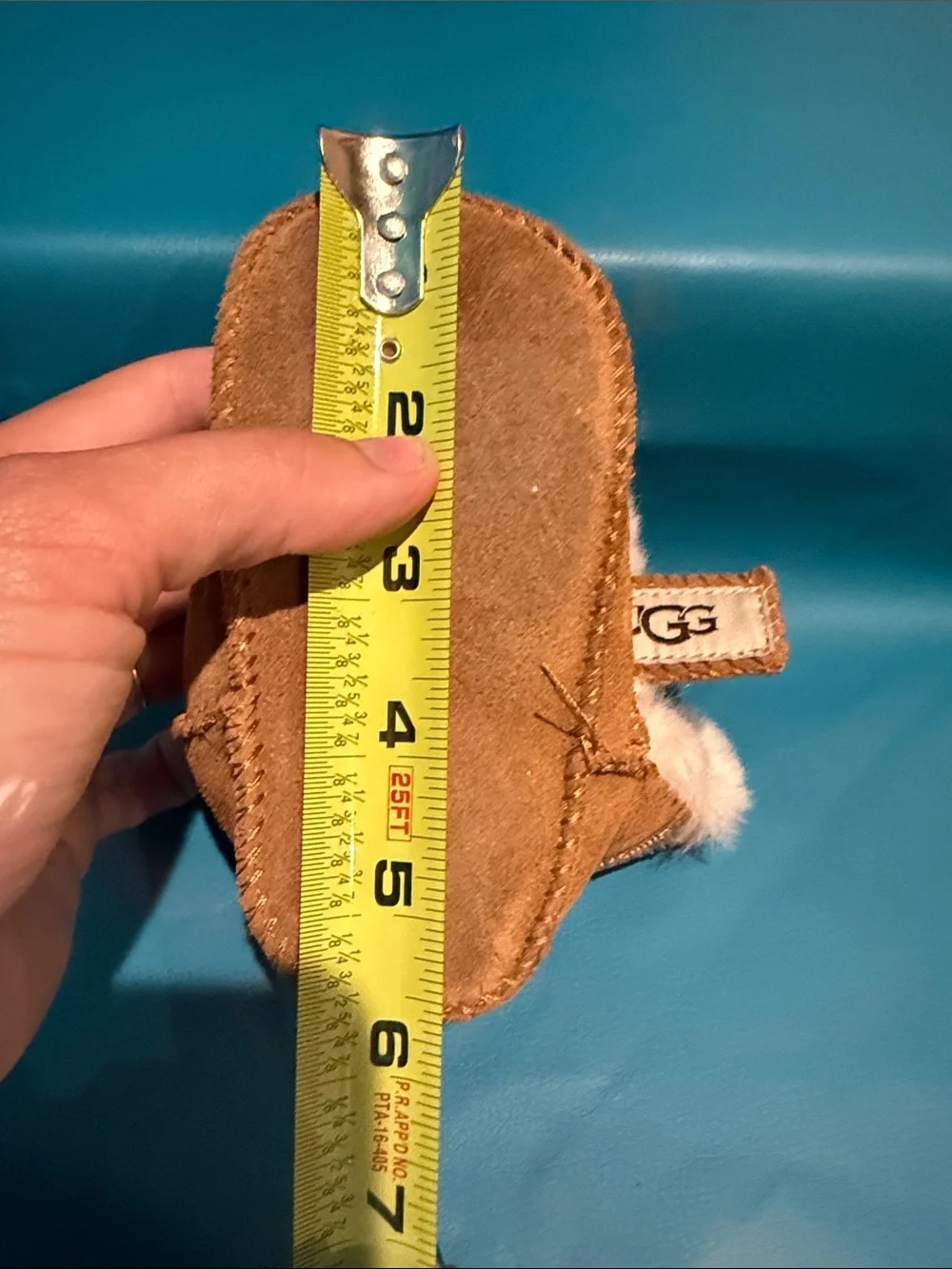 UGG Chestnut Suede Infant Shearling Booties with Cream Cuff